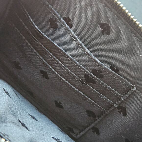 Kate Spade New York Staci Beige Black Leather L Zip Wristlet w Strap Size M EUC - Picture 7 of 10